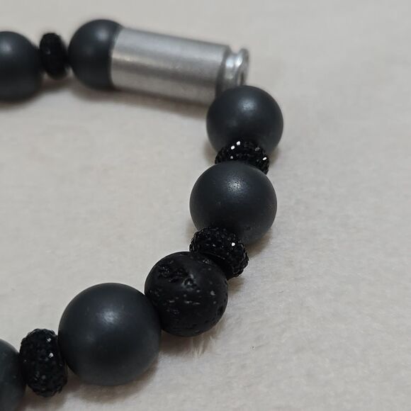 Black Onyx and Lava Beaded Bracelet - Picture 4 of 7
